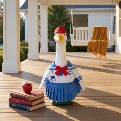 23Inch Porch Goose Outfits Back to School Lawn Garden Geese Uniform Clothes | Lawn Goose Clothes, 19-23inch Geese Costume, Weather Resistant Fabric - color: Back-to-school