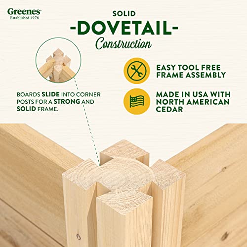 Greenes Fence Premium Cedar Raised Garden Bed, 4' x 4' x 7" (3/4" Thick) - Made in USA with North American Cedar - size: 4 Foot x 4 Foot x 7 Inch
