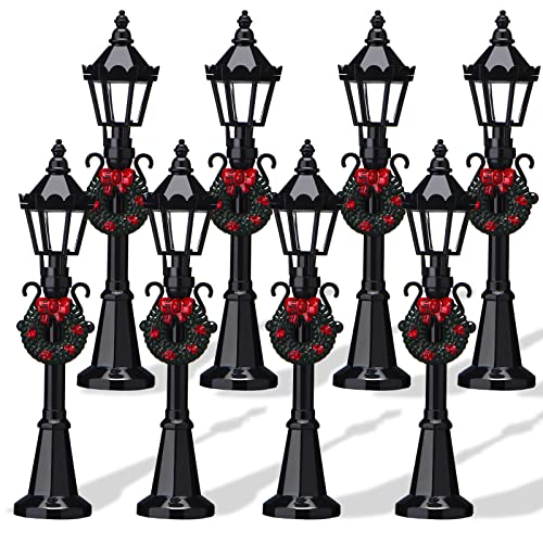 Honoson 4 Pcs Christmas Village Mini Street Lamp Dollhouse,Classic - style: Classic Style