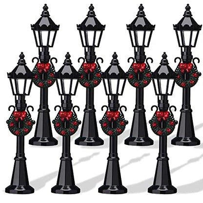 Honoson 4 Pcs Christmas Village Mini Street Lamp Dollhouse,Classic - style: Classic Style