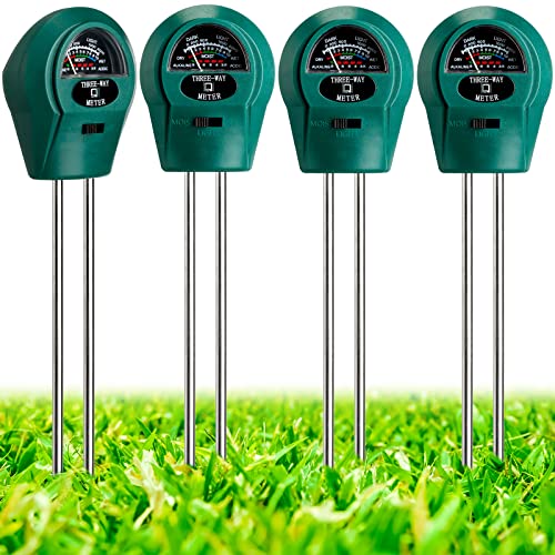 Sherr 4 Pieces Plant Moisture Meter 3 in 1 Soil Moisture Meter for House Plants pH Tester Moisture Monitor for Gardening Indoor Outdoor Lawn Patio Farm Plants, No Battery Required