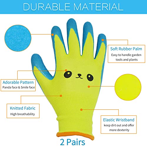 Kids Gardening Gloves for Ages 2-12 Toddlers, Youth, Girls, Boys, Children Garden Gloves for Yard Work (Size 4 for 7, 8 Year Old) - size: Size 4 (Pack of 2)