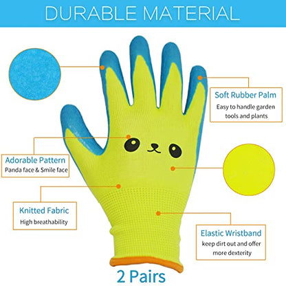 Kids Gardening Gloves for Ages 2-12 Toddlers, Youth, Girls, Boys, Children Garden Gloves for Yard Work (Size 4 for 7, 8 Year Old) - size: Size 4 (Pack of 2)