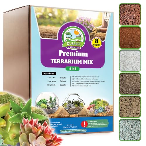 DUSPRO 6-in-1 Terrarium Soil Mix, Pre-Mixed & Ready to Use, 8QT - size: Terrarium Soil 8 Quarts