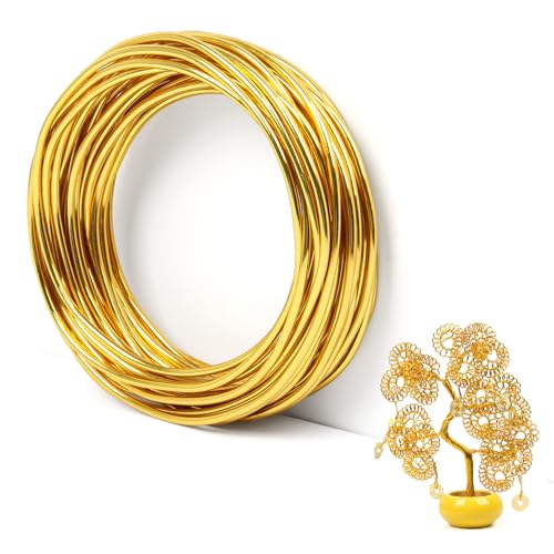 50 ft Golden Aluminum Craft Wire, 12 Gauge 2mm Bendable Armature Wire - color: Golden, size: 12 Gauge, 50 ft