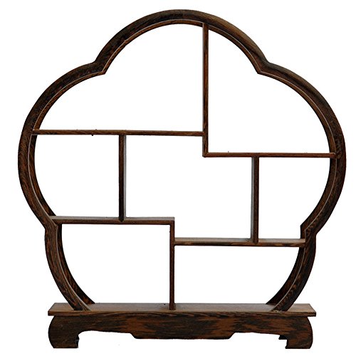 NWFashion Chinese Wooden Rosewood Display Stand Decoration 11" Curio Cabinets Shelf (Plum) - color: 3