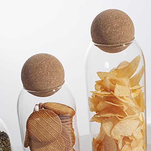 IVAILEX Glass Jars with Cork Lids, Candy Jar with Lid, Coffee jar for Counter, Cookie Jar with Airtight Lids, Clear Glass Jar for Candy, Tea, Coffee Bean, Sugar, Spices, Apothecary etc (450ml/15oz) - size: 450 ml (15 oz)