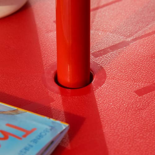 Outsunny Kids Table and Chair Set Picnic Table Umbrella Red Ladybug | Outdoor Folding Garden Furniture, Patio Backyard, Removable & Height Adjustable Sun Umbrella - color: Red