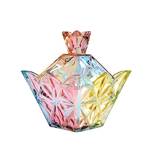 SOCOSY Royal Embossed Clear Glass Apothecary Jar With Lids, Candy Jar Containers Wedding Candy Buffet Jars Crystal Jewelry Box Food Jar 7oz (Crown) - color: Crown