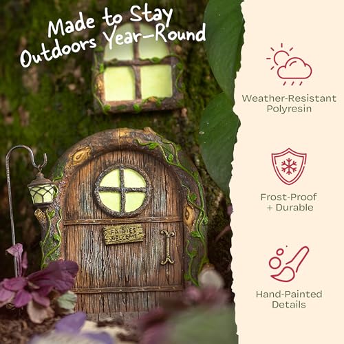 Tree Poetry Fairy Door for Tree Kit – 2 Glow Windows & Lantern