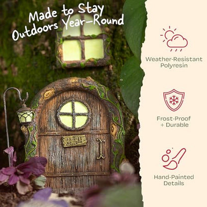 Tree Poetry Fairy Door for Tree Kit – 2 Glow Windows & Lantern