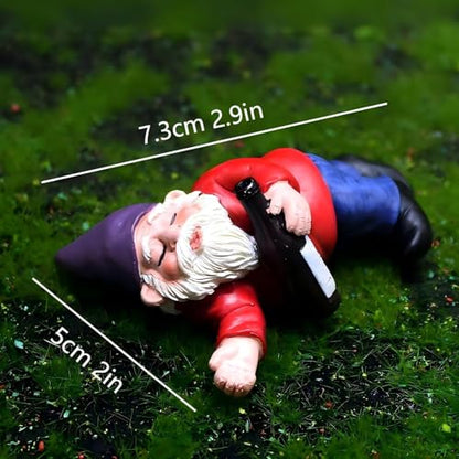 Miniature Garden Gnome Set with Campfire, 4 Piece Funny Gnome Figurines, Decorative Outdoor and Indoor Plant Pot Ornaments - style: Funny Gnomes