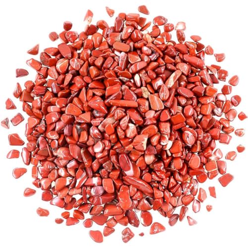 1 LB (460g) Natural Crushed Red Jasper Pebbles Gemstone Chips - color: Deep Red