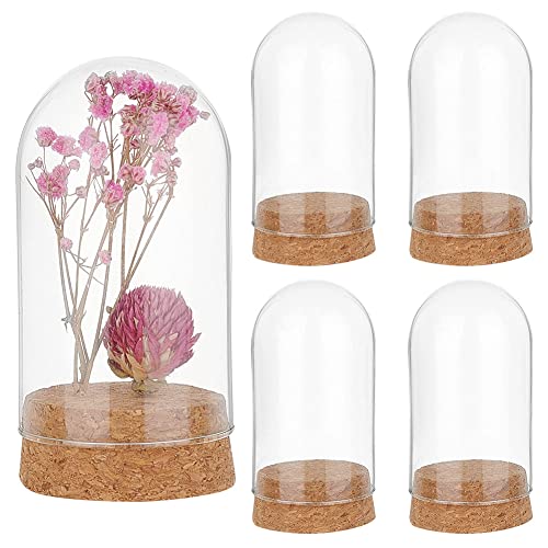 PH PandaHall 4pcs Glass Display Dome Cloche, Glass Bell Jar with Cork Base Small Bottles Dome Decorative Jars Display Case for Flower Storage Home Christmas Party Favor Decoration, 1.85x3.35inch - size: 1.85 x 3.35 inches