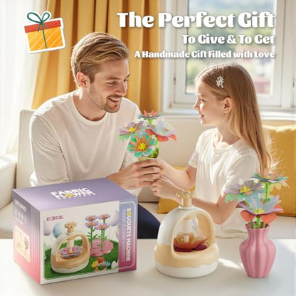 Fabric Flower Bouquet Craft Kit, DIY Arts & Crafts Toy for Kids, Creative Flower-Making Activity Set, Educational Preschool Toy, Perfect Birthday & Christmas Gift for Girls Ages 4 5 6 7 8+ (yellow) - color: yellow