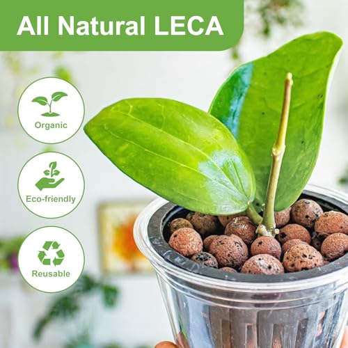 Pulovin 15 lbs LECA Clay Pebbles for Plants, 4-16mm LECA Balls for Indoor Plants Drainage, Hydroponics, Aquaponics, Natural Clay Balls for Soil Root Development, Orchid Potting Mix