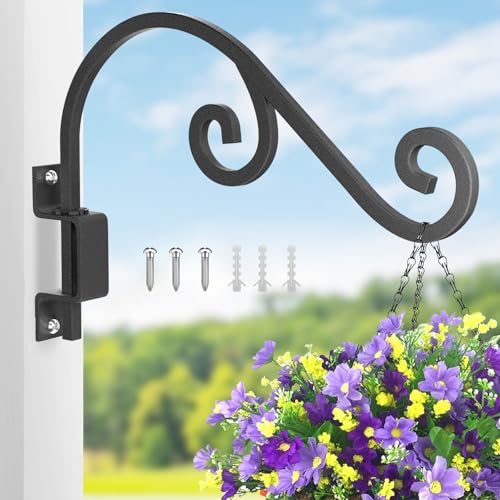 GOODBUY Wall Mount Swivel Plant Hanger Outdoor, 16 Inch Black Iron Bracket | 40 lbs Heavy Duty, Wide Iron Base for Plant Hanger Bracket, for Indoor Living Rooms and Bedrooms - color: Matte Black - 1 Pack