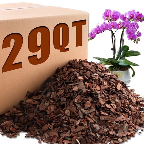 AVALUTION Orchid Potting Bark - 29QT Organic Pine Wood Chips for Plants, All Natural Potting Mix for Houseplant Mulch, Helps Root Health Development - color: Small, size: 29 Quarts