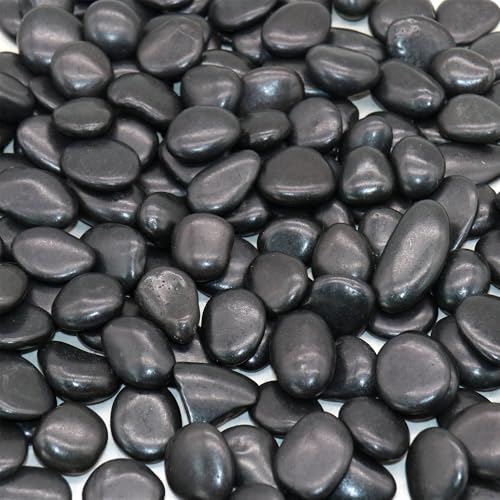 Black Polished Rocks for Plants, Decorative Pebbles, 0.5-1 Inch, 18 lbs - color: BLACK -POLISHED, size: SM (0.5 to 1 Inch)