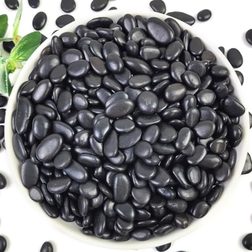 2LB Succulent and Cactus Black Pebbles, 3/8 Inch Polished Stones | Natural Decorative River Rocks for Indoor Plants, Vases, Planters and Outdoor Gardening - color: Black, size: 2 Pounds