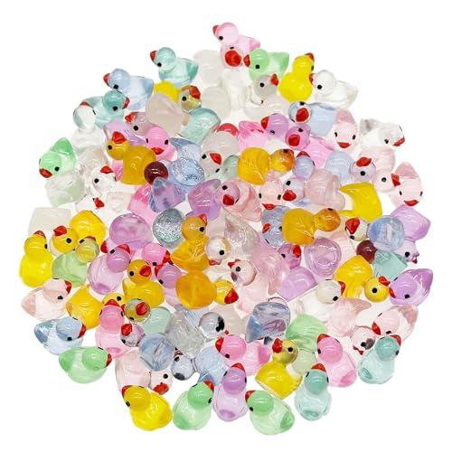 Cayway Mini Resin Duck 100 PCS Little Ducklings Glow in The Dark for Miniature Fairy Garden Decoration Accessories Micro Landscape - color: Little Ducklings