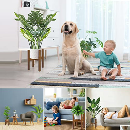 Rnined Adjustable Plant Stand Indoor,Bamboo Mid Century Modern Plants Stands, Stable Plant Holder,Fit 8 9 10 11 12 inch Pots (Pot & Plant Not Included)(Black) - color: Black, size: 8-12in