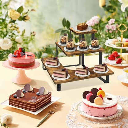 ELITEROO 3-Step Corner Display Shelves, Wooden Tiered Display Stand | Retail Cupcake Food Stand Display Table, Vendors Display Shelf Rack, Farmers Market Counter Top Risers for Collectibles