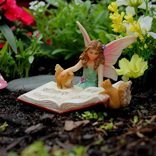 PRETMANNS Fairy Garden Accessories Fairies Figurines, 1 Item | Outdoor Indoor, Bonnie Miniature Fairy Garden Figurine with Squirrels, For Fairy Villages and Gardens