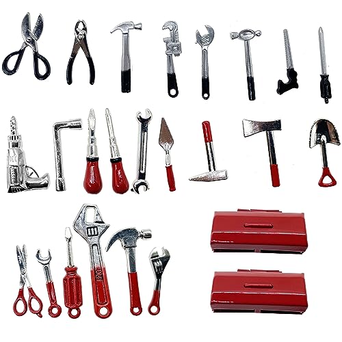 Cayway 25 PCS Miniature Garden Tools - Mini Scene Model Work Tools for DIY Miniature Fairy House