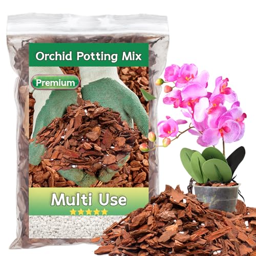 Orchid Bark Potting Mix, HOUNANG 4QT Orchid Bark Mix of Pine Bark & Perlite - size: 4 Quarts