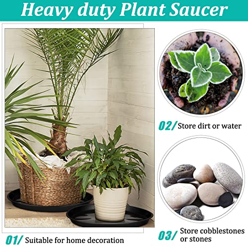 Eccliy 6 Pack Plastic Plant Saucer, Round, 20 Inch, Black - color: Black, size: 20 Inch, style: Round