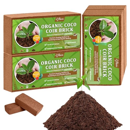 Riare 4pcs Organic Coco Coir Bricks, Natural Coconut Coir for Plants - size: 4 Pack