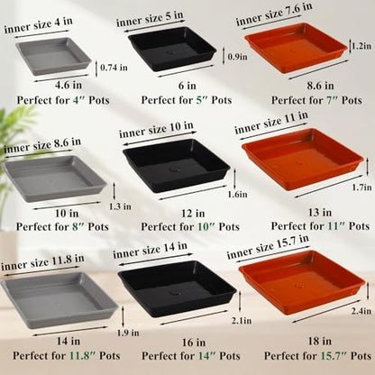 10 Pack Square Plant Saucer 10 Inches Plant Trays to Catch Water, Gray - color: Gray, size: 10 Inch