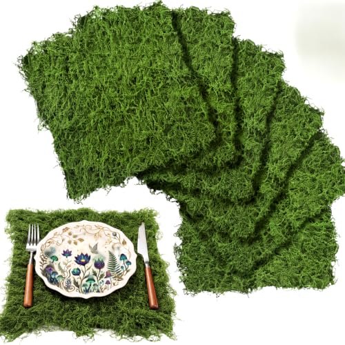 6 Artificial Moss Mat Roll for Wonderland Party, 11.8 x 11.8 Inch, Green - color: Green, size: 11.8 x 11.8 Inch