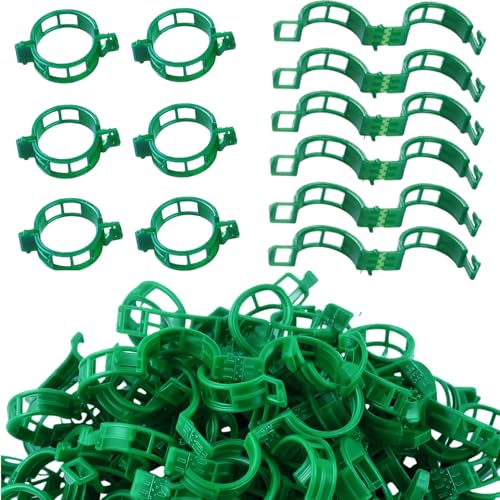 Plant Support Clips, 100 Pcs Tomato Clips, Plastic Trellis Clips, Grape Vine Tomato Vine Vegetables Plants Garden Support Clips to Grow Upright Makes Plants Healthier - color: Green