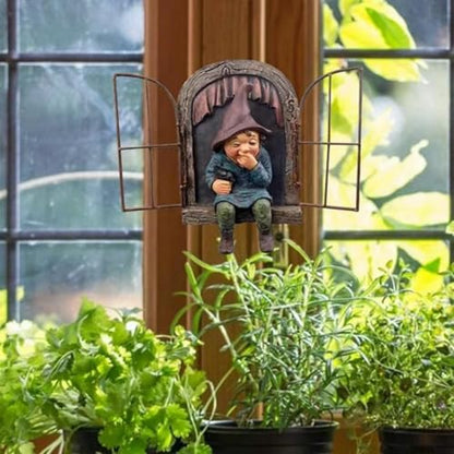 7.1-inch Elf Out The Door Tree Hugger,Fairy Garden Gnome Statue, Hanging Resin Gnome Figurine,Whimsical Tree Sculpture,Garden Peeker Statue,Ideal Patio Yard Lawn Porch Decoration - style: Women