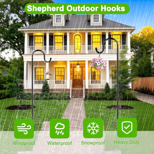 ANIDEER 72" Shepherds Hooks for Outdoor, Heavy Duty Garden Bird Feeder Pole for Hanging Bird Feeder, Plant Baskets, Solar Light Lanterns, Outdoor Plant Hanger Hook with 7 Base Prongs,1 Pack - size: 72 Inch