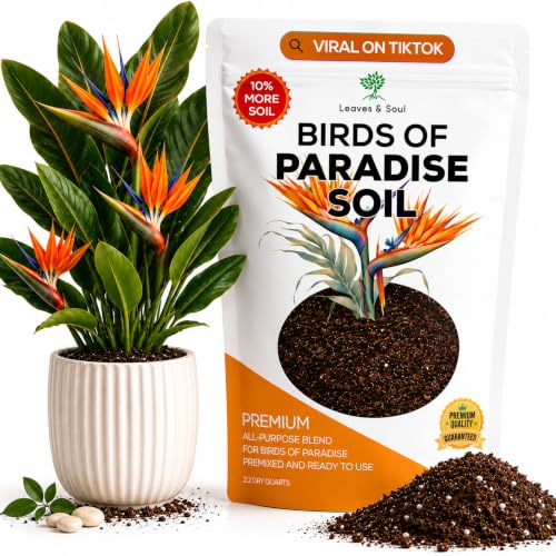 Professional Bird of Paradise Soil 8.2 Quarts Ready to Use, Premium Birds of Paradise Potting Soil for Indoor Plants, Peat Moss Coco Coir Perlite Dolomite, Well Draining Soil Made in USA - color: Birds of Paradise Soil, size: 8.2 Quarts