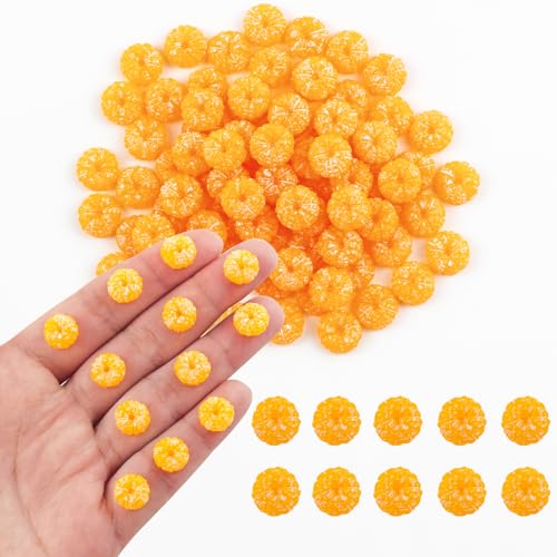 100 Pieces Tiny Orange for Dollhouse Miniatures Resin Food for Crafts Mini Orange Decor for Dollhouse Mini Kitchen Fairy Garden Micro Landscaping Decoration - style: Orange