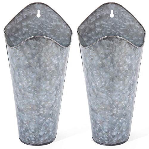 Mkono Metal Wall Planter, Hanging Vase for Flowers Plants, Set of 2, Silver | Rustic Farmhouse Decor, Easy Wall Mount, Faux Greenery Holder, Living Room Bedroom Kitchen Bathroom, Housewarming Gift - color: Silver