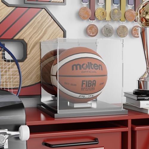 Basketball Display Case Clear Acrylic Display Case with Mirror Back - size: Basketball Case
