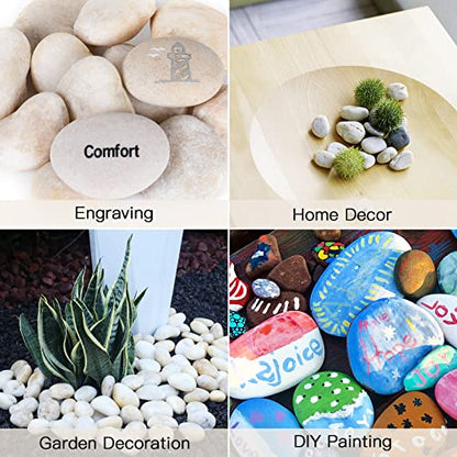 11LB Stones Pebbles River Rocks, 100% Natural Hand-Picked Premium Decorative Pebbles, Ideal for Garden Landscaping, Home Decor, Aquariums, Painting, Crafting and Gifts, Cream White - size: 11 Pounds, style: Cream White