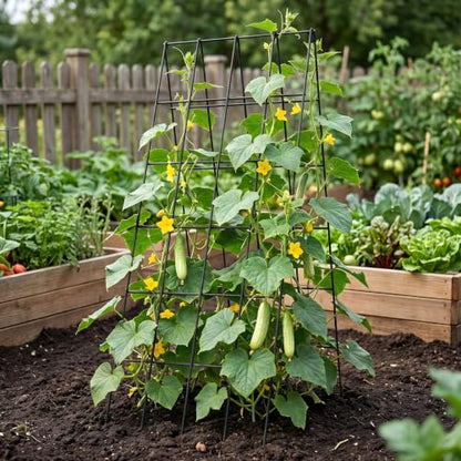 DoCred 39.4" H Cucumber Trellis, 2 Pack Foldable A Frame Garden Trellis - color: Black, size: 39.4" H (Standard)