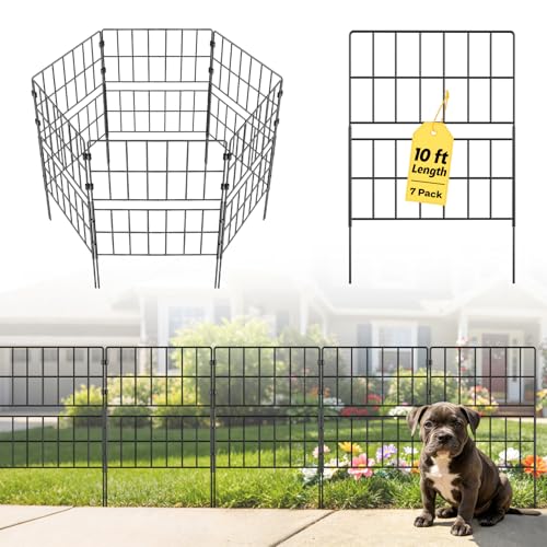 Tall Garden Fence 31.5 in(H) X 10 ft(L), 7 Pack Metal No Dig Fence - size: 7 Pack, 10 ft(L) X 31.5 in(H)