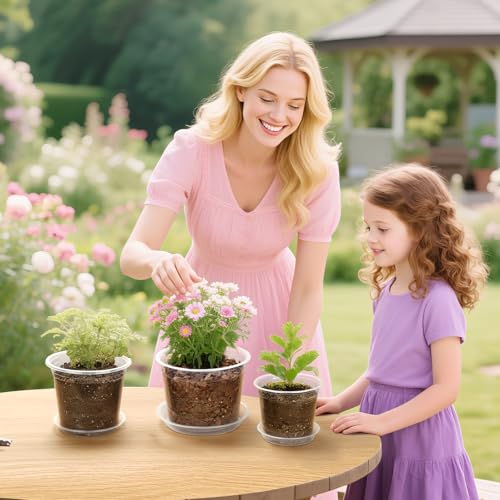 OUPSAUI 8/7/6 Inch Clear Nursery Pots with Drainage and Trays, 9 Pack Large Plastic Pots for Plant, Seedling Starter Pot, Garden Pots for Succulents Flower Vegetables Herb - size: 6/7/8 Inch
