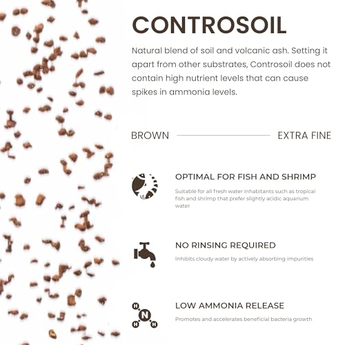 Ultum Nature Systems Controsoil - Freshwater Aqua Soil Substrate for Fish, Shrimp, Live Plant Propagation and Aquascaping - 6.8pH Low Ammonia, Volcanic Ash - Brown, Extra Fine (3 Liter) - color: Brown - Extra Fine, size: 3 Liters (2.7 kg)