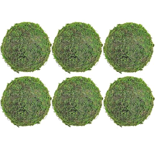 6pcs Moss Balls Decorative Faux Green Dried Artificial Moss Balls for Centerpiece Bowls for Home Garden Wedding Party Decor (3.5"-Set of 6) - size: 3.5"(6pcs)