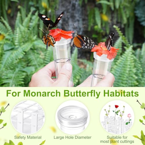 Willinglong 22 Pcs 60ml Large Floral Tubes with Rack Holder Set for Milkweed Cuttings Floral Stem Water Tubes for Fresh Flowers Raising Caterpillars Monarch Butterfly Habitat Flower Arrangements