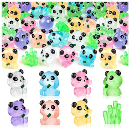 18PCS Luminous Mini Resin Panda Figurines with 2 Bamboos for Dollhouse - style: MiniPanda 20PCS