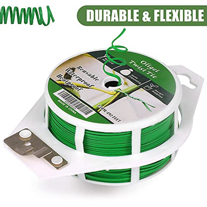 Green Garden Wire, Sturdy Plant Ties for Support with Cutter, 492FT/150m, Indoor, Outdoor, Home and Office Use (Pack of 3) - size: 2.0mm x 0.8mm (Pack of 3)